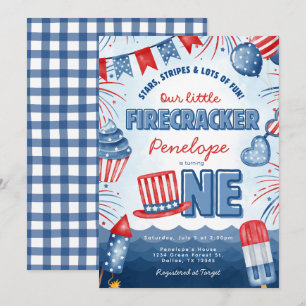 4th of July 1st Birthday Party Invitation Card