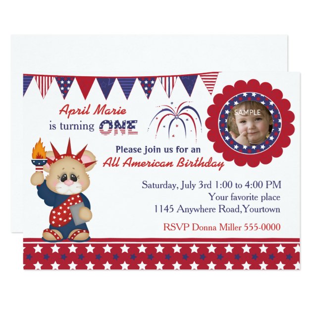 4th Of July 1st Birthday Photo Card