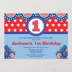 4th of July 1st First Birthday Invitation