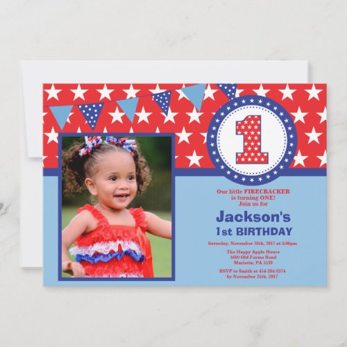 4th of July 1st First Birthday Invitation