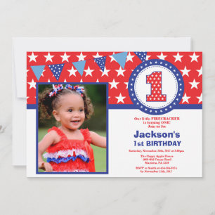 4th of July 1st First Birthday Invitation
