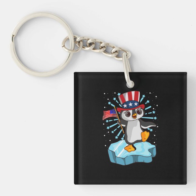 4th Of July 2021 Penguin Keychain (Front)