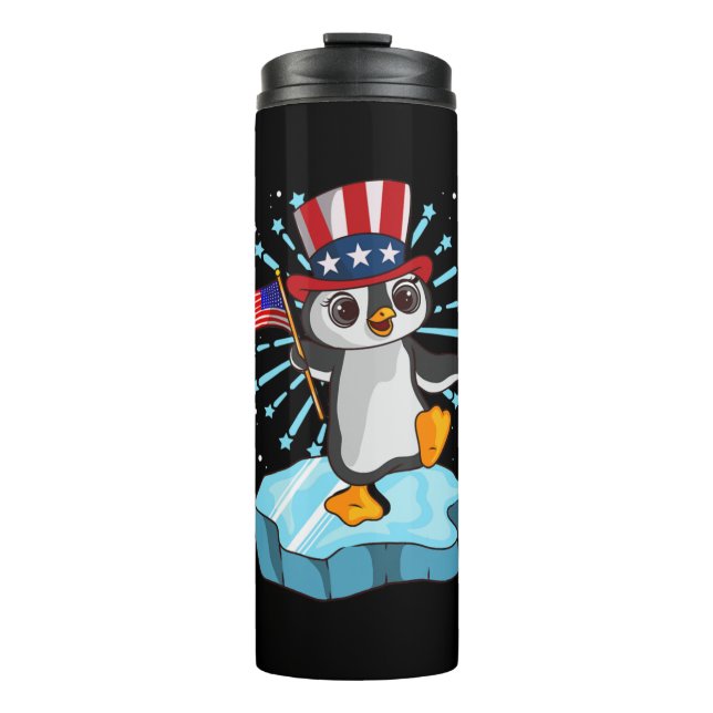 4th Of July 2021 Penguin Thermal Tumbler (Front)