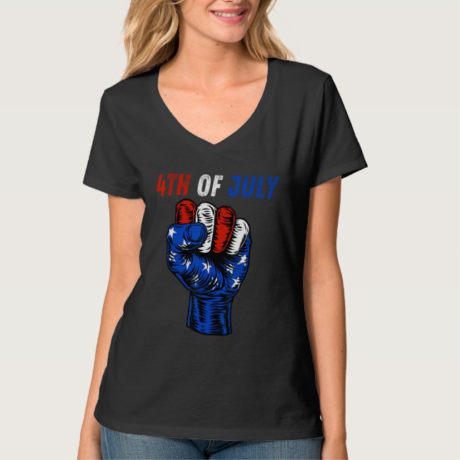 4Th Of July 2023 American Flag Retro Family T-Shirt (Front)