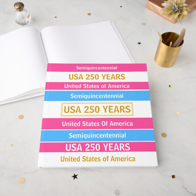 4th of July 2026 USA 250 Years Semiquincentennial  Foil Guest Book (Front Open)