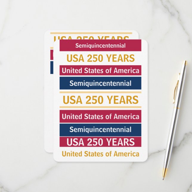 4th of July 2026 USA 250 Years Semiquincentennial  RSVP Card (Front/Back In Situ)