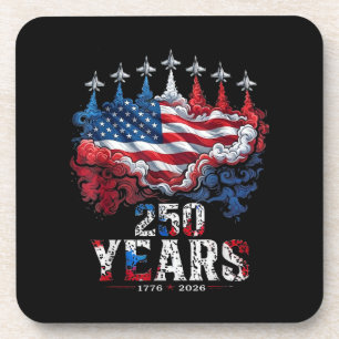 4th of July 250 Years Anniversary USA Flag 1776-20 Beverage Coaster
