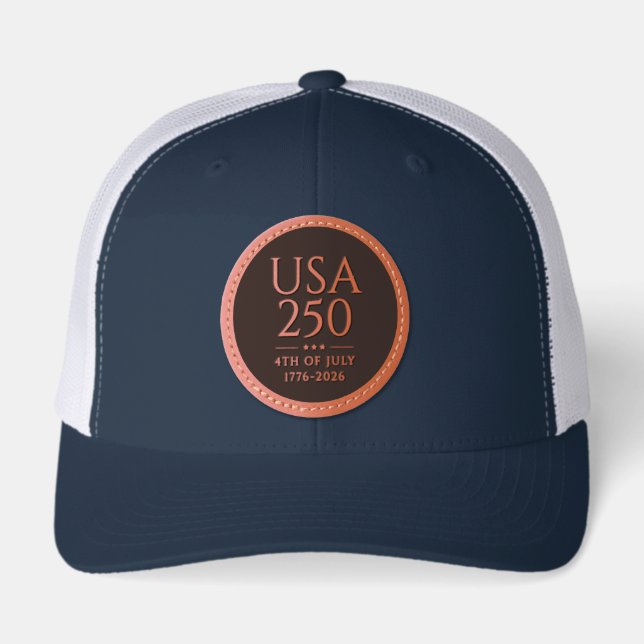 4th of July 250th American Independence Day Leather Patch Hat (Front)
