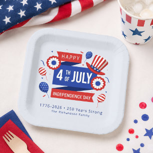 4th of July 250th Anniversary Family Paper Plates
