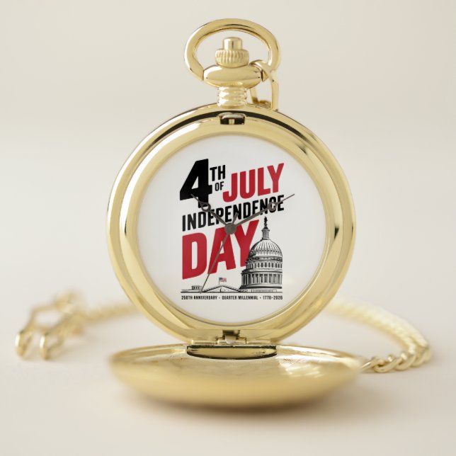 4th of July 250th Anniversary Independence Day Pocket Watch (Inside)