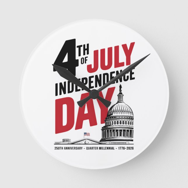 4th of July 250th Anniversary Independence Day Round Clock (Front)