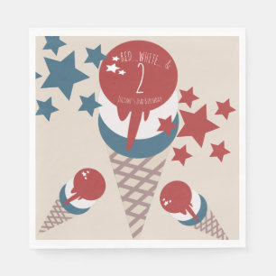 4th of July 2nd Birthday Ice Cream Stars   Napkins
