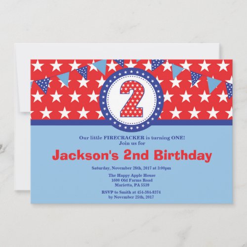 4th of July 2nd Second Birthday Invitation