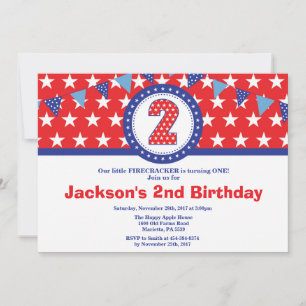4th of July 2nd Second Birthday Invitation