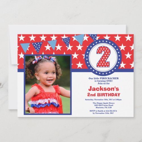 4th of July 2nd Second Birthday Invitation