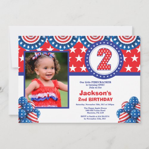 4th of July 2nd Second Birthday Invitation