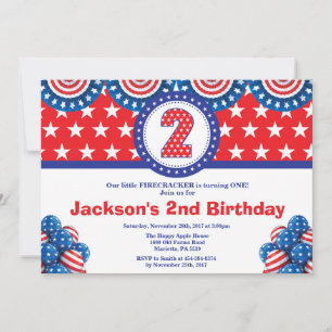 4th of July 2nd Second Birthday Invitation