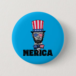 4th Of July Abe Lincoln America Bzr Funny Kids Button