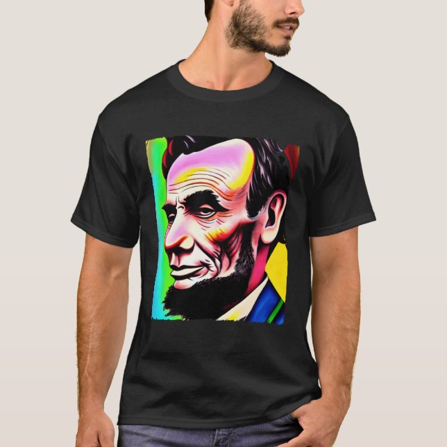 4th of July Abraham Lincoln Art Painting T-Shirt (Front)