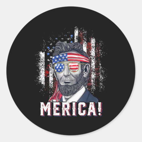 4th Of July Abraham Lincoln Sunglasses American Classic Round Sticker