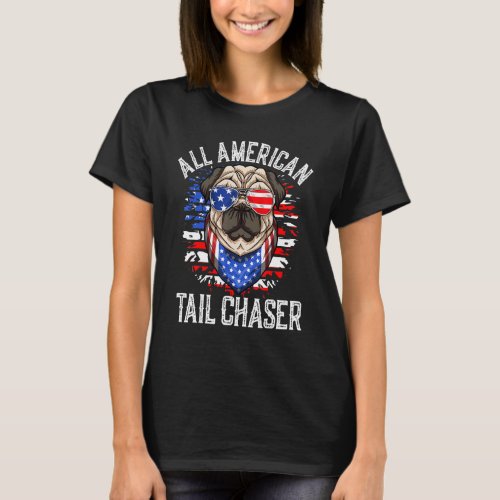 4th Of July All American Bulldog Tailchaser Usa Fl T_Shirt