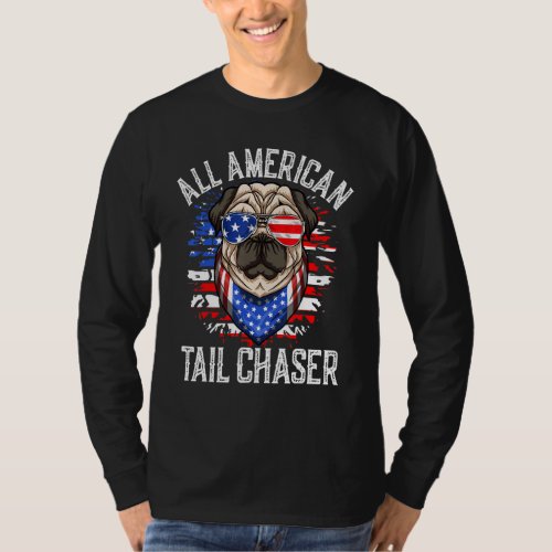 4th Of July All American Bulldog Tailchaser Usa Fl T_Shirt
