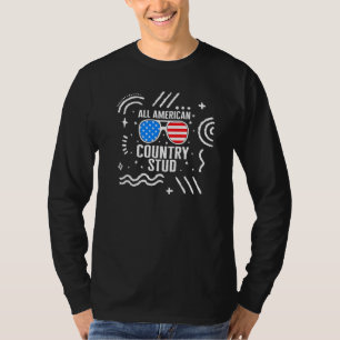 4th Of July All American Country Stud Usa Flag Ind T-Shirt
