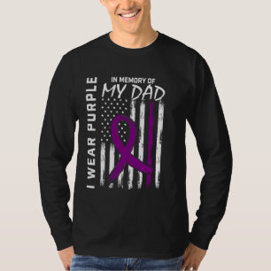 4th of July Alzheimers Awareness Dad American Flag T-Shirt