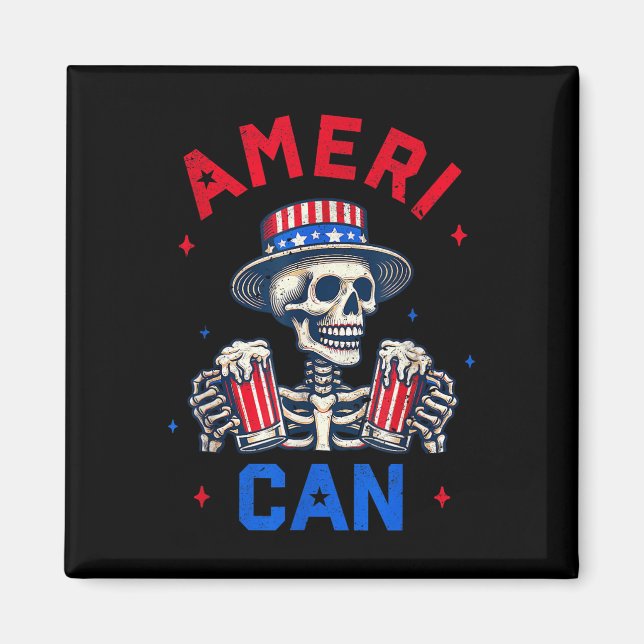 4th Of July Ameri Can Beer Drinking Party Independ Magnet (Front)