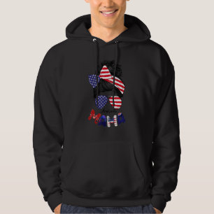 4th Of July Americ An Mama Messy Bun Mom Life Patr Hoodie