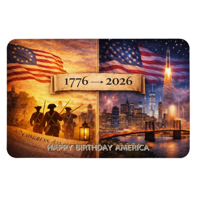 4th of July America 1776 - 2026 USA 250th Flexible Magnet (Horizontal)