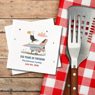 4th of July America 250th Eagle Jet Fighter Plane Napkins