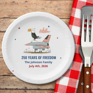 4th of July America 250th Eagle Jet Fighter Plane Paper Plates