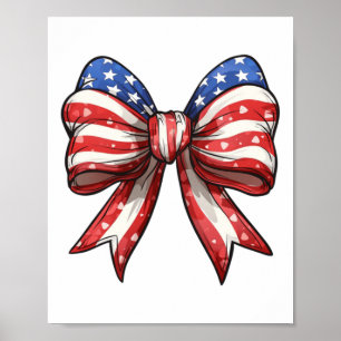 4th Of July America Coquette Bow Independence Day Poster