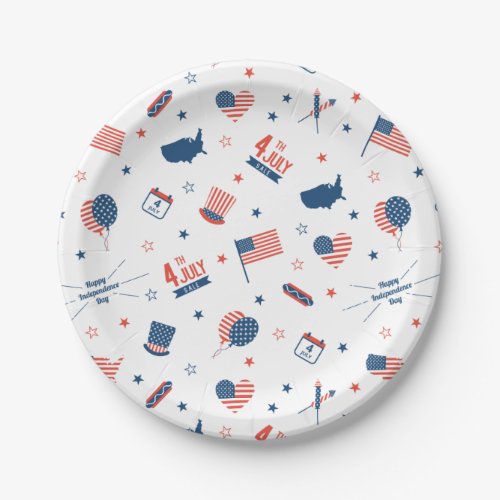 4th of July America Paper Plate