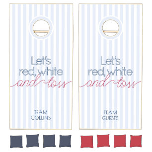 4th of July America Red White and Blue Stripes Cornhole Set