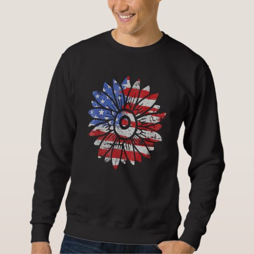 4th Of July America Sunflower Us Patriotic America Sweatshirt