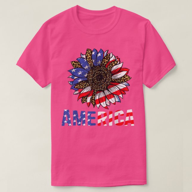 4th Of July America Sunflower US Patriotic America T-Shirt (Design Front)