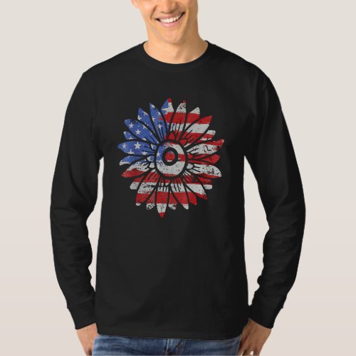 4th Of July America Sunflower Us Patriotic America T_Shirt