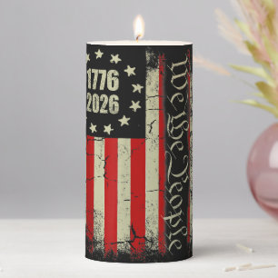 4th of July America US Flag Patriotic Pillar Candle