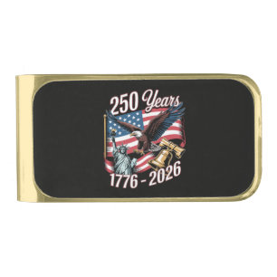4th of July America US Patriotic Eagle Gold Finish Money Clip