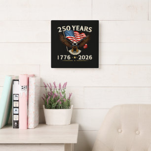4th of July America US Patriotic Eagle Square Wall Clock