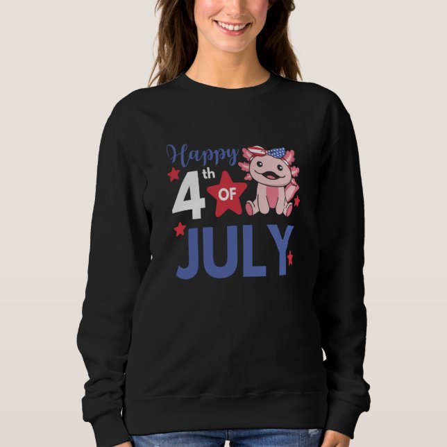 4th Of July American Axolotl For Kids Cute Usa Axo Sweatshirt (Front)