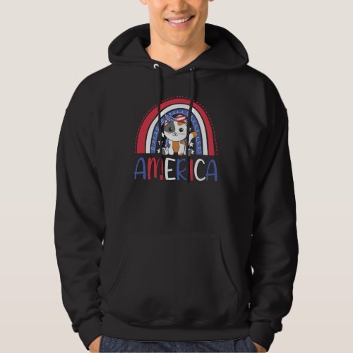 4th Of July American Cat For Kids Cute Usa Cat Hoodie