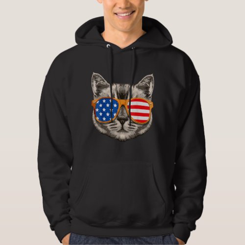 4th Of July American Cat Meowica American Flag Cat Hoodie
