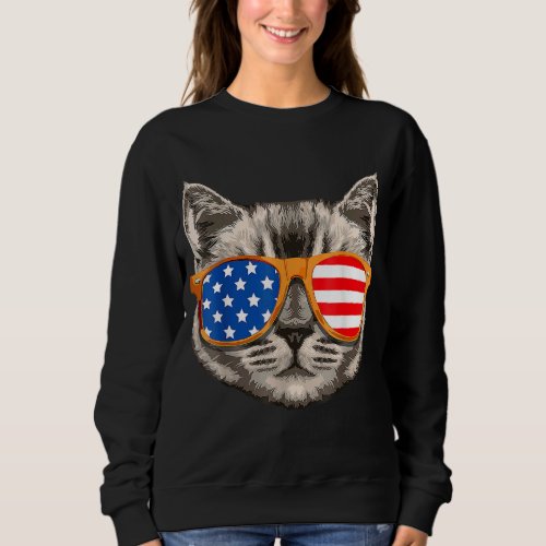 4th Of July American Cat Meowica American Flag Cat Sweatshirt