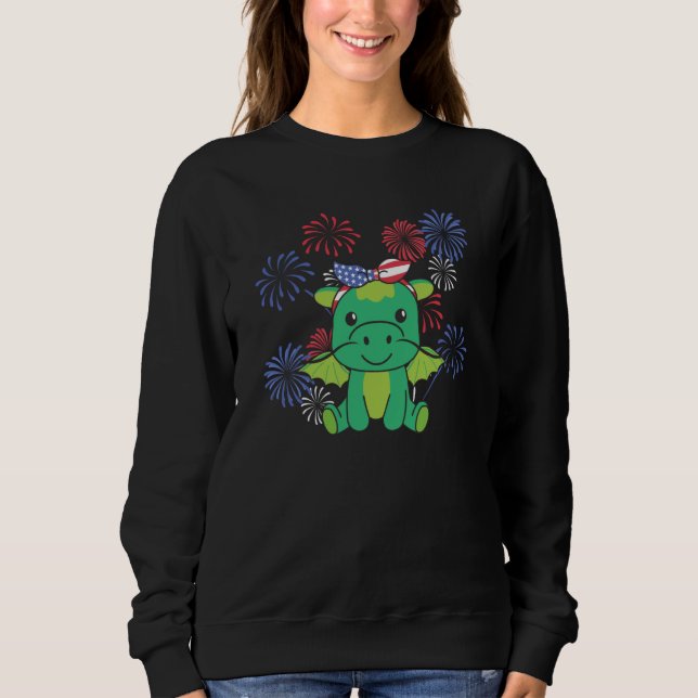 4th Of July American Dragon For Kids Cute Usa Drag Sweatshirt (Front)