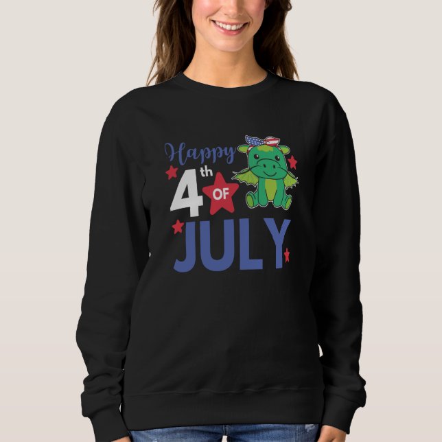 4th Of July American Dragon For Kids Cute Usa Drag Sweatshirt (Front)