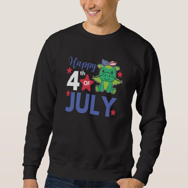 4th Of July American Dragon For Kids Cute Usa Drag Sweatshirt (Front)
