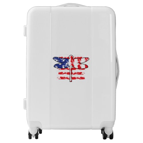 4th of July American Dragonfly Patriotic USA Flag Luggage